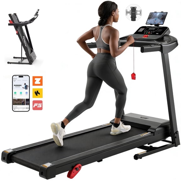 3HP Treadmill with Incline and Handles, Portable Foldable Heavy Duty Treadmill for Home, 300-350 lbs Capacity, 7.5 MPH, 71 Programs, Free App Workouts, Walking, Jogging, Running Machine