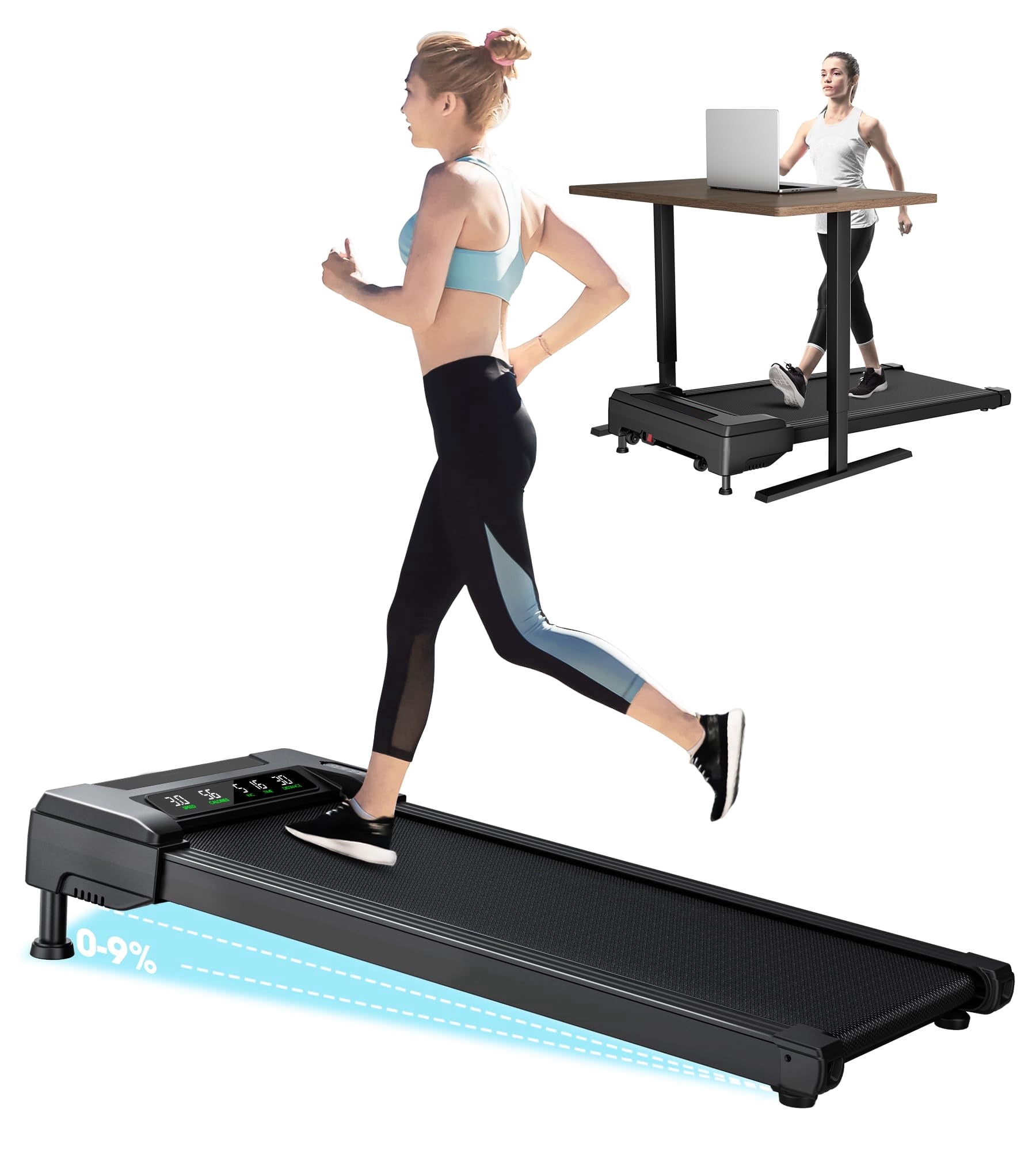 THAILE Walking Pad Treadmill with Incline, Home Treadmill with 5-Level Automatic Adjustment