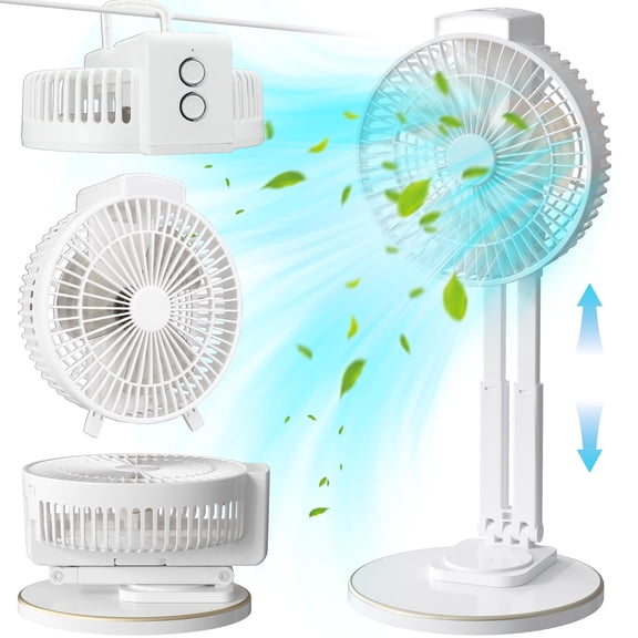 Portable Fan Rechargeable Usb Desk Fan With Light Hanging Hook Adjustable Height And Removable Head Folding Table Fan For Office Home Camping Travel