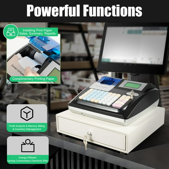 3IN1 Retail POS System, Cash Register Express Complete Point of Sale System 35W Black for Supermarkets