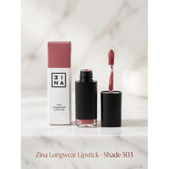 3INA The Longwear Lipstick Shade 503 Nude Mauve 7ml / 0.23 fl oz Long Lasting Lip Color New
