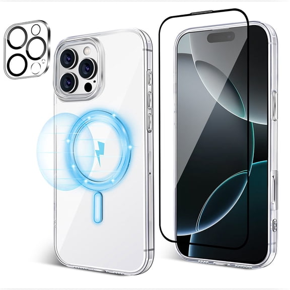 3INUS S63 2-in-1 Screen Protector for iPhone 16 Pro Max 6.9" Magnetic Case and 9H Hardness Ultimate Protection, Compatible with Magsafe, Shockproof - Crystal Clear Not Yellowing