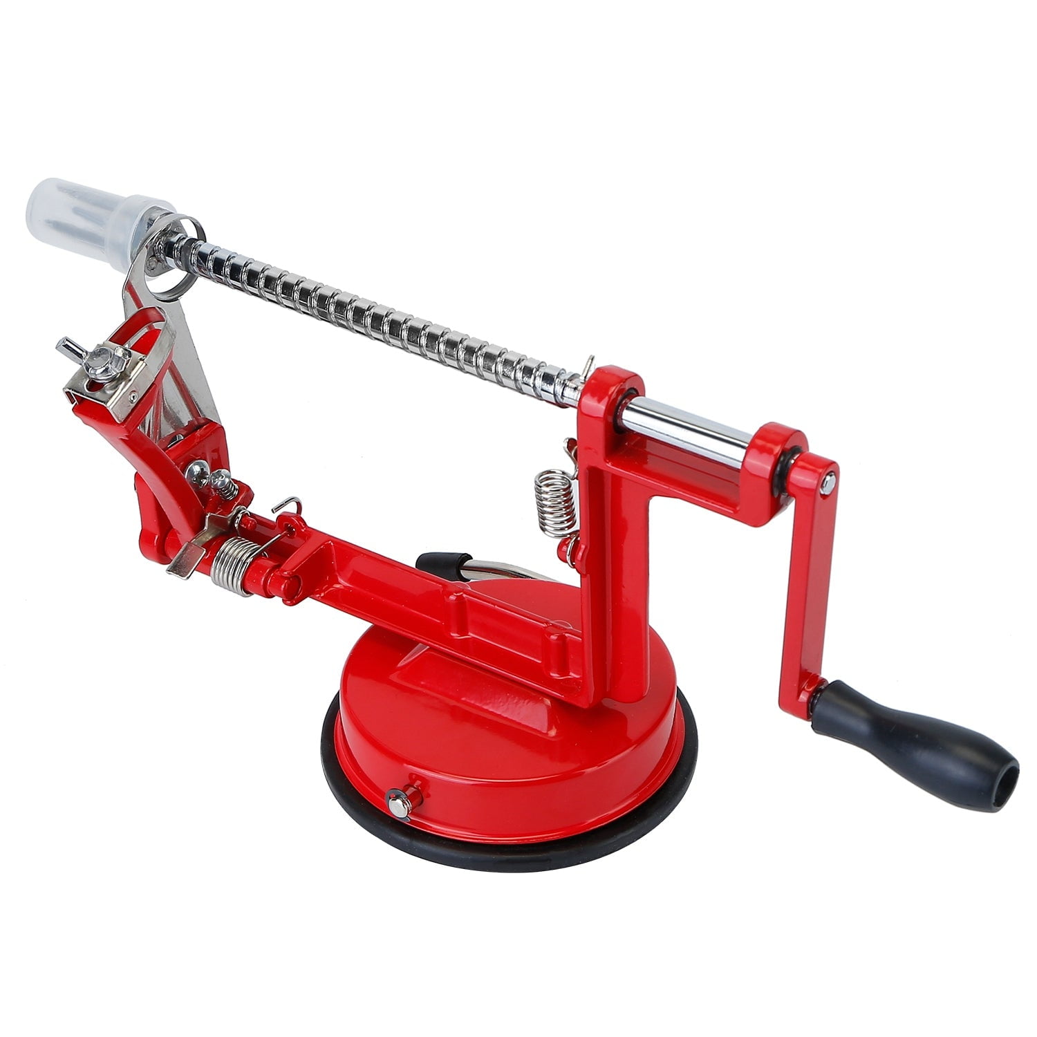 Red Zinc Alloy 3-in-1 Apple Peeler with Suction Base