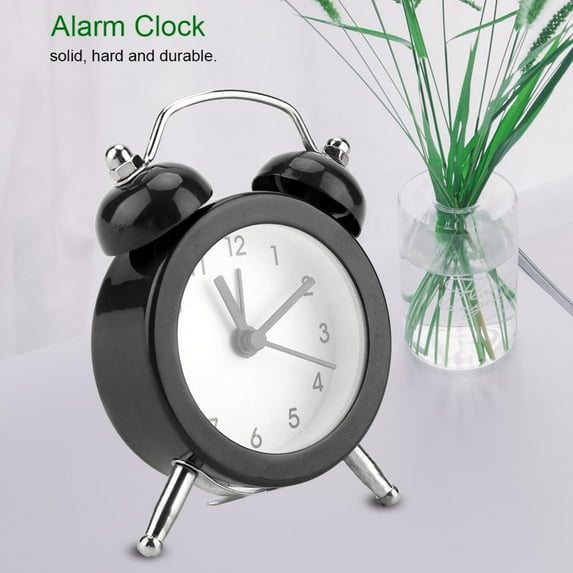 3Inch Portable Fashion Mini Metal Digital Alarm Clock with Battery Exquisite for Student Black