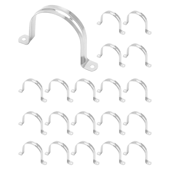 ckepdyeh 3Inch Rigid Pipe Strap Clamp,20 Pack Strap-U Bracket Tube Clip,Heavy Duty Stainless Steel Fastener Holder Two Hole Strap