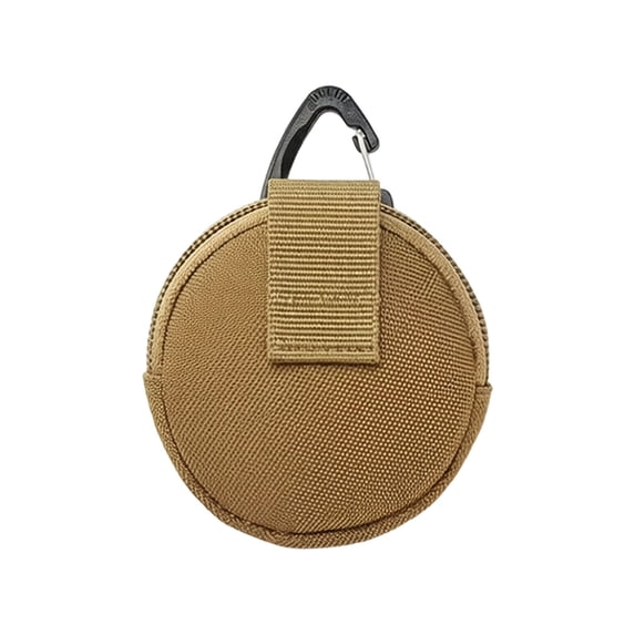 3Inch Zipper Sports Outdoor Headphone Bag Hanging Keychain Round Mini Coin Purse Dog Treat Pouch Portable Earbud Storage Case Travel Organization Nylon Material 1PC