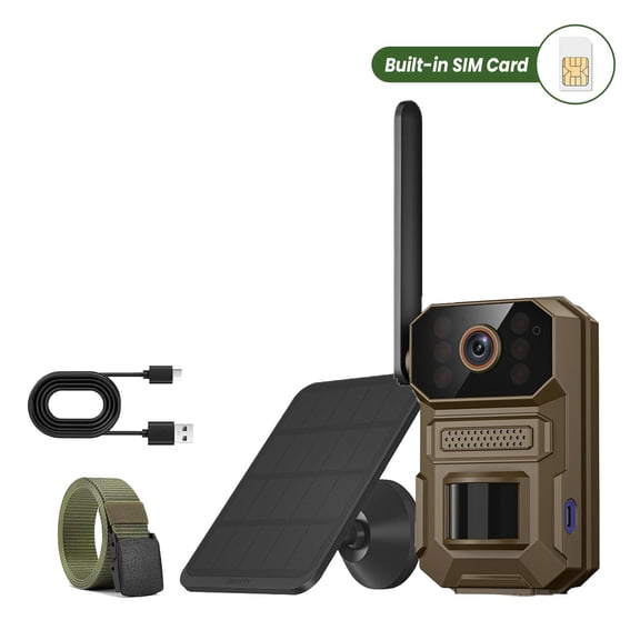 3K 4G LTE Solar Trail Camera with Night Vision, Two-Way Audio, Outdoor Wildlife Monitoring Camera