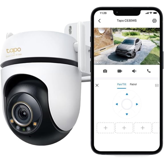 3K 5MP Outdoor Pan/Tilt Security Wi-Fi Camera 360 View, Free Person/Vehicle Detection, Starlight Color Night Vision, IP66, Sound and Light Alarm, Works w/Alexa and Google Home, VistaCam 360