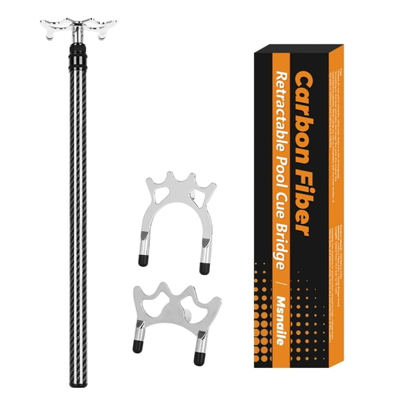 3K Carbon Fiber Retractable Pool Bridge Stick with Removable Metal Bridge Heads, Professional Snooker Cue Rest with Storage Bag, Pool Table Billiards Accessories Birthday Valentine's Day Gift