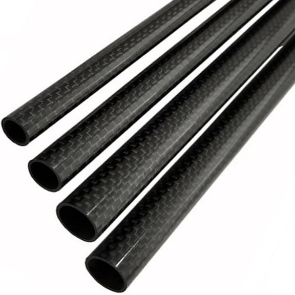 3K Carbon Fiber Tubes - Set of 2, Length 500mm, Outer Diameter 24mm, Inner Diameter 22mm,Plain Weave Glossy Finish