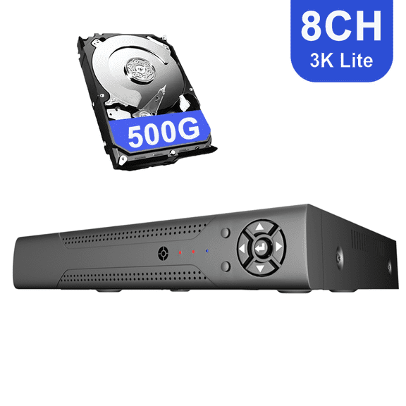 3K Lite 8CH Digital Video Recorder,H.265+ Hybrid 5-in-1 DVR with AI Human/Vehicle Detection,Remote Access for Video Surveillance Camera Home Business