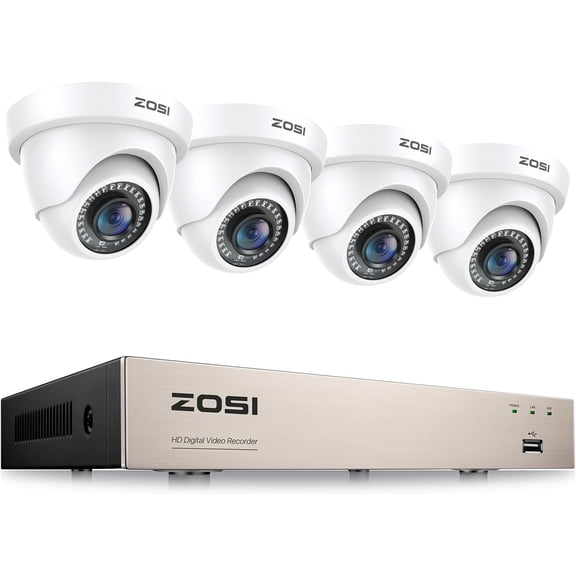 3K Lite 8CH H.265+ Home Security Camera System with AI Human/Vehicle Detection,Night Vision,5MP Lite 8 Channel CCTV DVR,4pcs 1080P 1920TVL 2MP Outdoor Indoor Surveillance Dome Cameras (No HDD)