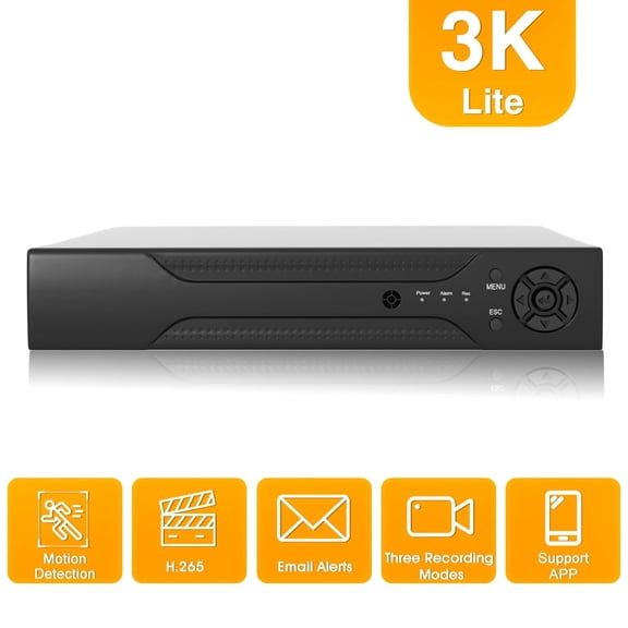 3K Lite 4CH Digital Video Recorder,H.265+ Hybrid 5-in-1 DVR with AI Human/Vehicle Detection,Remote Access for Surveillance Camera Home Business