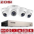 thumbnail image 1 of 3K Lite Security Camera System, ZOSI 1080P H.265+ 8CH CCTV DVR with 4pcs 1080P 1920TVL 2MP Outdoor Indoor Surveillance Dome Cameras, AI Human/Vehicle Detection, Motion Alert,Remote Access(No HDD), 1 of 12