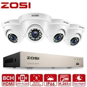 3K Lite Security Camera System, ZOSI 1080P H.265+ 8CH DVR Recorder with 4X HD 1080P Indoor Outdoor Weatherproof CCTV Security Cameras ,AI Human/Vehicle Detection, Motion Alert,Remote Access(No HDD)