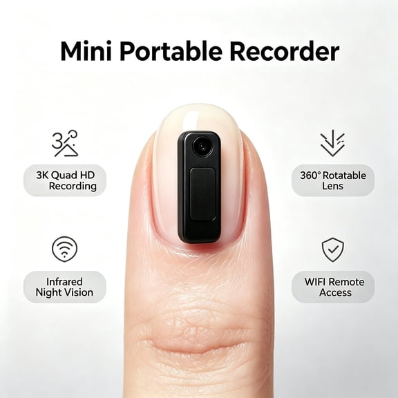 3K Quad HD Mini Portable Clip Recorder, Wearable Pocket Video Camera, 360 Rotatable Lens, WiFi Remote Access, Infrared Night Vision, Motion Detection Alert, 24/7 Continuous Recording, Multi-User Rem