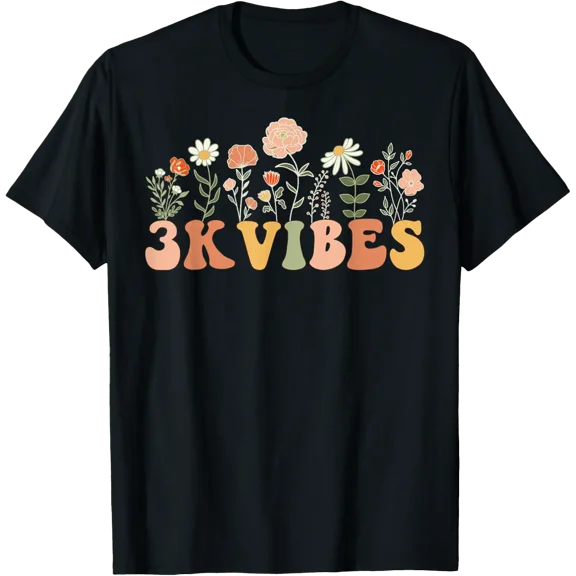 3K Vibes Wildflower Retro Teacher Daisy Kid Back To School T-Shirt Size S-5XL