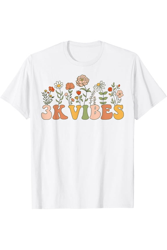 3K Vibes Wildflower Retro Teacher Daisy Kid Back To School T-Shirt Size S-5XL