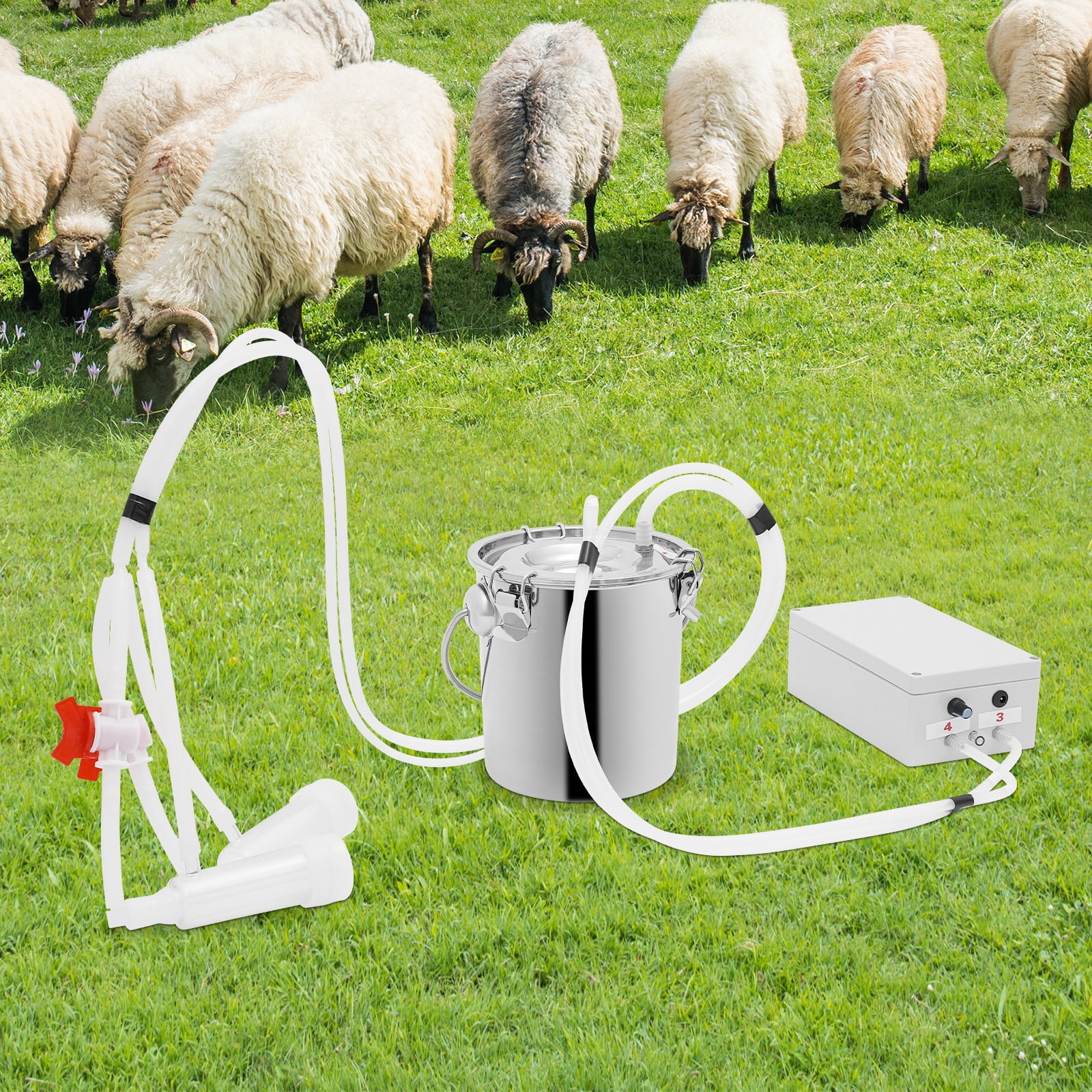 3L Goat/Cows Milking Machine,Pulsation Vacuum Electric Milker W/Battery Powered 3L Goat/Cows Milking Machine,Pulsation Vacuum Electric Milker W/Battery Powered