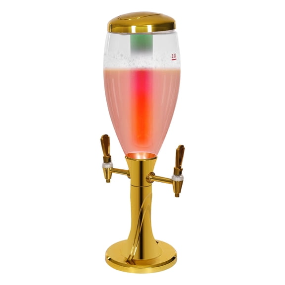 3L/0.79gal Portable Beverage Tower Dispener Tabletop Beer Dispenser With Two Faucets