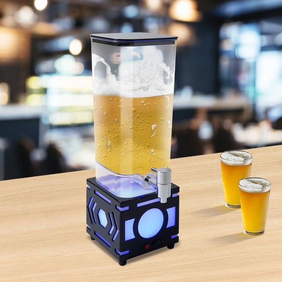 3L/100oz Beer Tower Dispenser, LED Color Flash Beverage Dispensers, Rechargeable Lighted Up Beer Kegs, Drink Juice Cocktail Dispenser for Home Bar Party(Black)