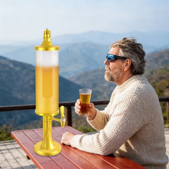 3L/100oz Mimosa Tower, Drink Tower Dispensers for Parties with LED Colorful Shinning Lights and Ice Tube, Beer Tower with Spigot Perfect Beverage Dispenser for Home Bar Party Gameday