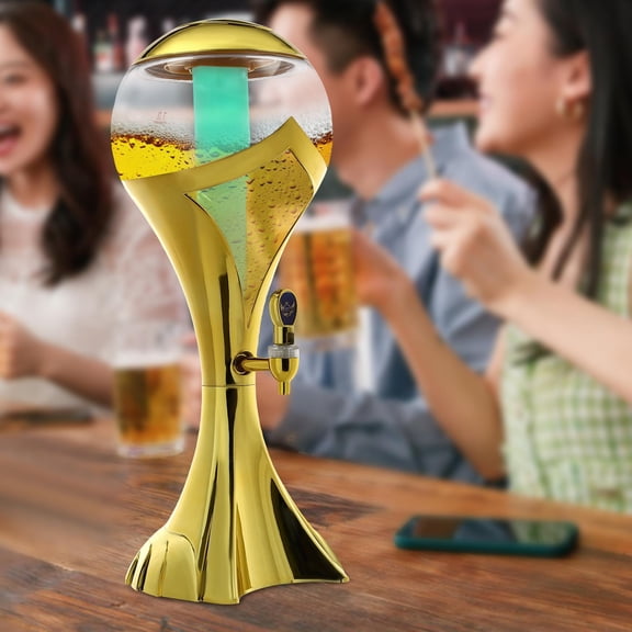 3L/101 oz Capacity Beer Dispenser, Iced Drink Beverage Tower Dispenser with Ice Tube and Colorful LED Lights, Whiskey Wine Dispenser for Parties Home Bar