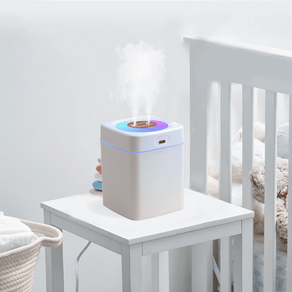 3L/101fl.oz. Humidifiers for Large Room Bedroom, Top Fill Humidifier for Home, with 2 Spray Ports, 2 Spray Modes Continuous & Intermittent, Atmosphere Night Light, Square White