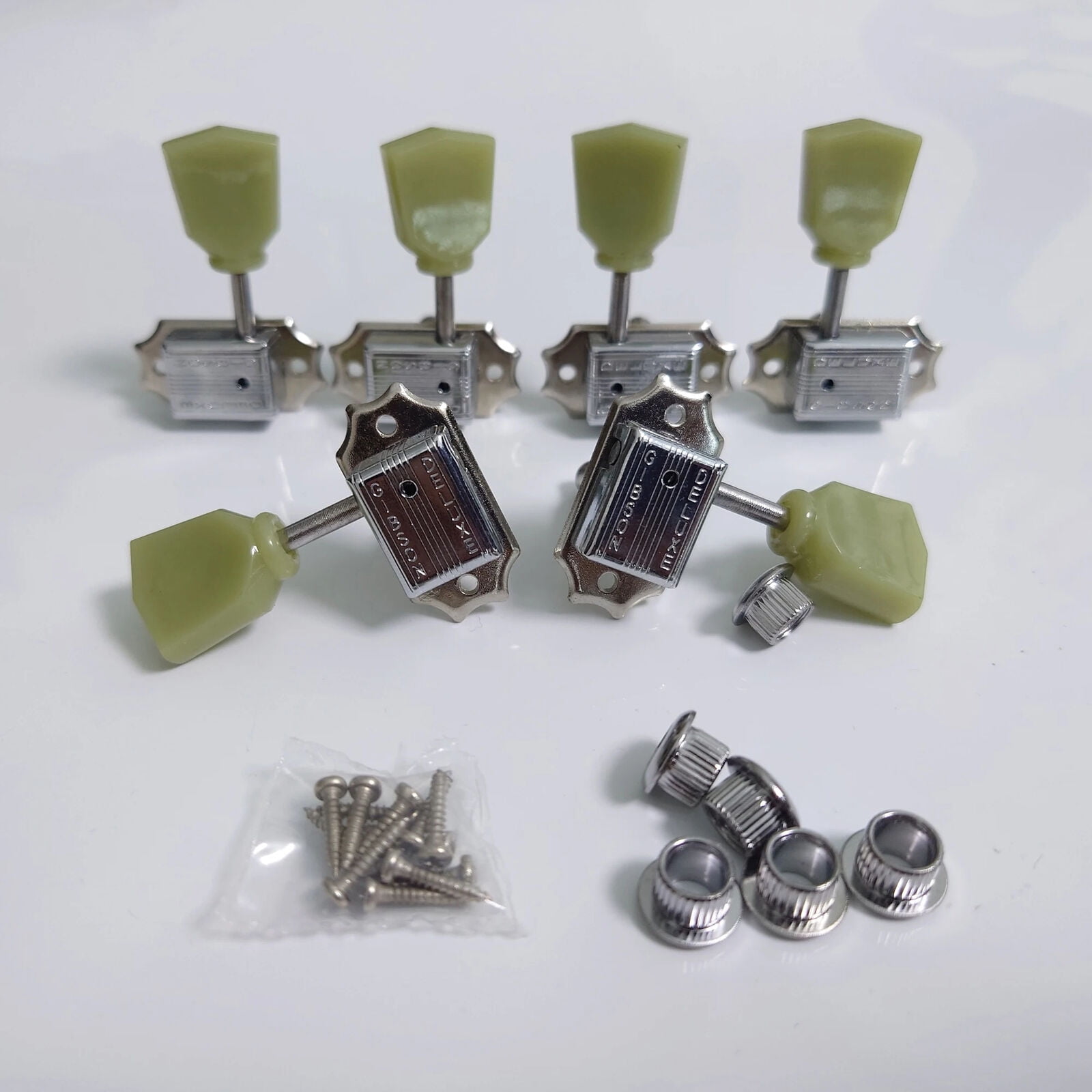3L 3R Deluxe Vintage Guitar Machine Heads Tuners Tuning Pegs 3L + 3R Gold Chrome