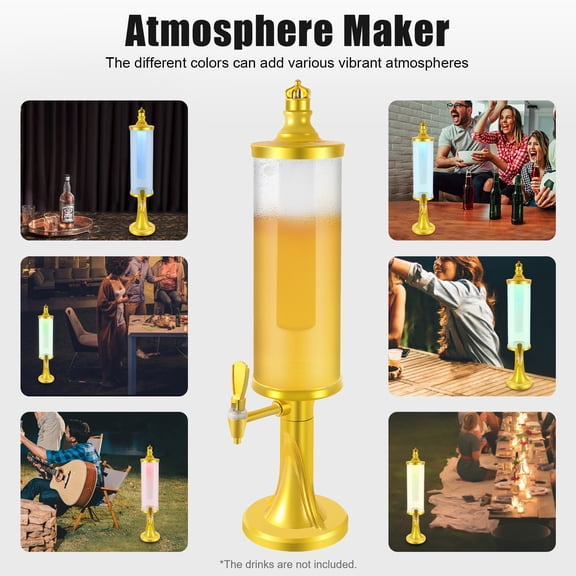 3L Beer Tower Beverage Dispenser Faucet Beverage Drink Dispenser LED Light 1 tap