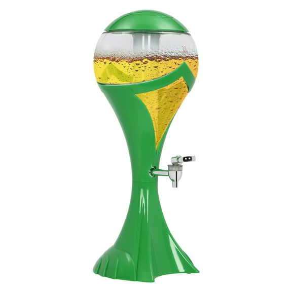 3L Beer Tower Beverage Dispenser with LED Light Clear Drink Dispenser for Home Bar Party Gameday Clubs, RVs, Lounges Keep Beverages Ice Cold, Green