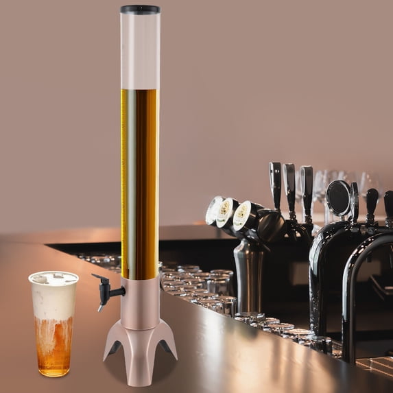 3L Beer Tower Dispenser, Clear Liquor Tower Dispenser with Removable Ice Tube
