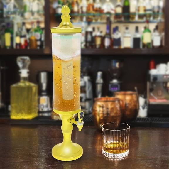 3L Beer Tower Dispenser with Ice Tube and Colorful LED Lights 18*16*62cm for Restaurants, Bars, Homes