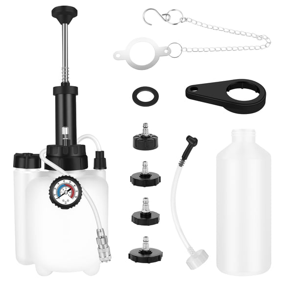 3L Brake Fluid Bleeder Kit w/ 1L Catch Bottle, Pressure Brake Bleeding Tool, Manual Power Bleeder Pump for Flush Brakes and Clutch System, Upgraded Adapters (43.5/45/49.5/50.7mm) for Master Cylinders