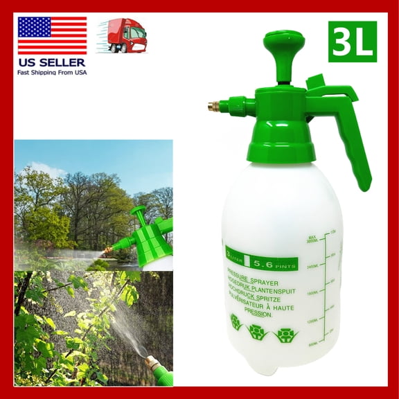 3L Clear Portable Chemical Sprayer Pump Pressure Garden Water Spray Bottle Hand-held