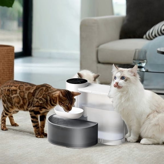 3L Cordless Pet Water Dispenser Separate Clean Waste Tank, Timed Refill Adjustable Water Volume 2000mAh Rechargeable Alert Reminder for Cat Small Dog