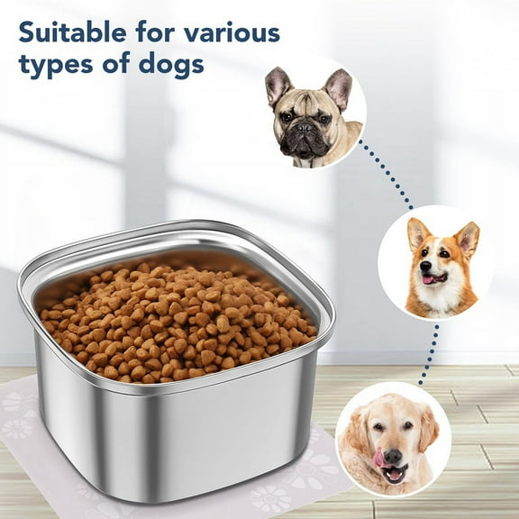 3L Dog Water Bowl 101Oz Stainless Steel Dog Bowl No Spill Large Capacity Dog Food Water Bowl Slow Water Feeder Gray