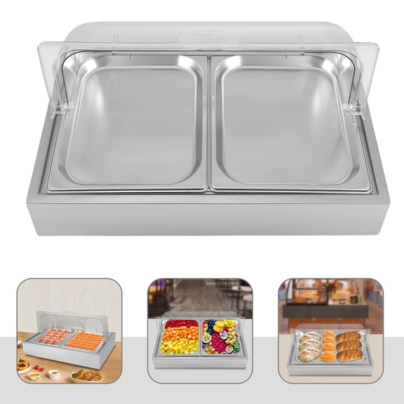 3L Food Serving Display Tray with Reusable Ice Box, Party Platter Dish Plate Case, Cool & Warm Versatility
