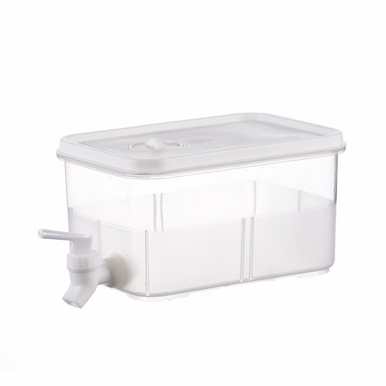 3L Fridge Drink Dispenser with Spigot, 3-Gallon Plastic Beverage Dispense,Leak-proof Plastic Beverage Drink Dispenser Refrigerator Iced Juice Lemonade Dispenser for Party(White,8.3"Dx5.7"Wx4.7"H)