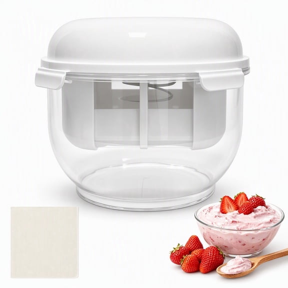 3L Greek Yogurt Strainer with Filter Cloth, Reusable Fine Mesh Whey Separator for Homemade Yogurt Cheese Maker