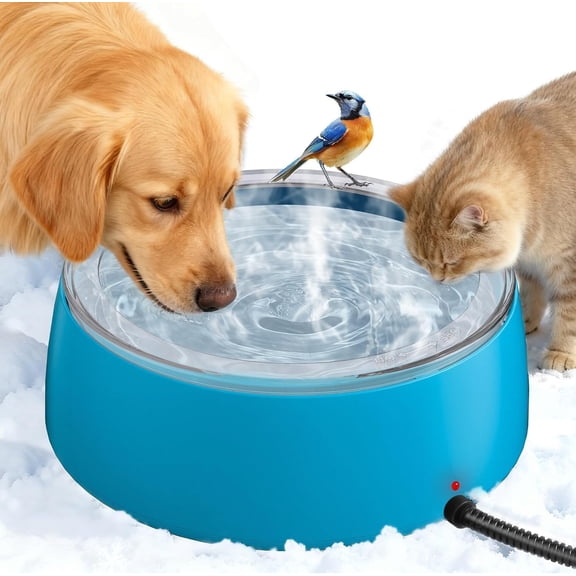 3L Heated Water Bowl, Outdoor Large Dog Bowls, Outside Waterproof Pet Bowl with Chew Resistant Cord, Smart Thermal Dish Provides Drinkable in Winter for Cat, Rabbit, Chicken