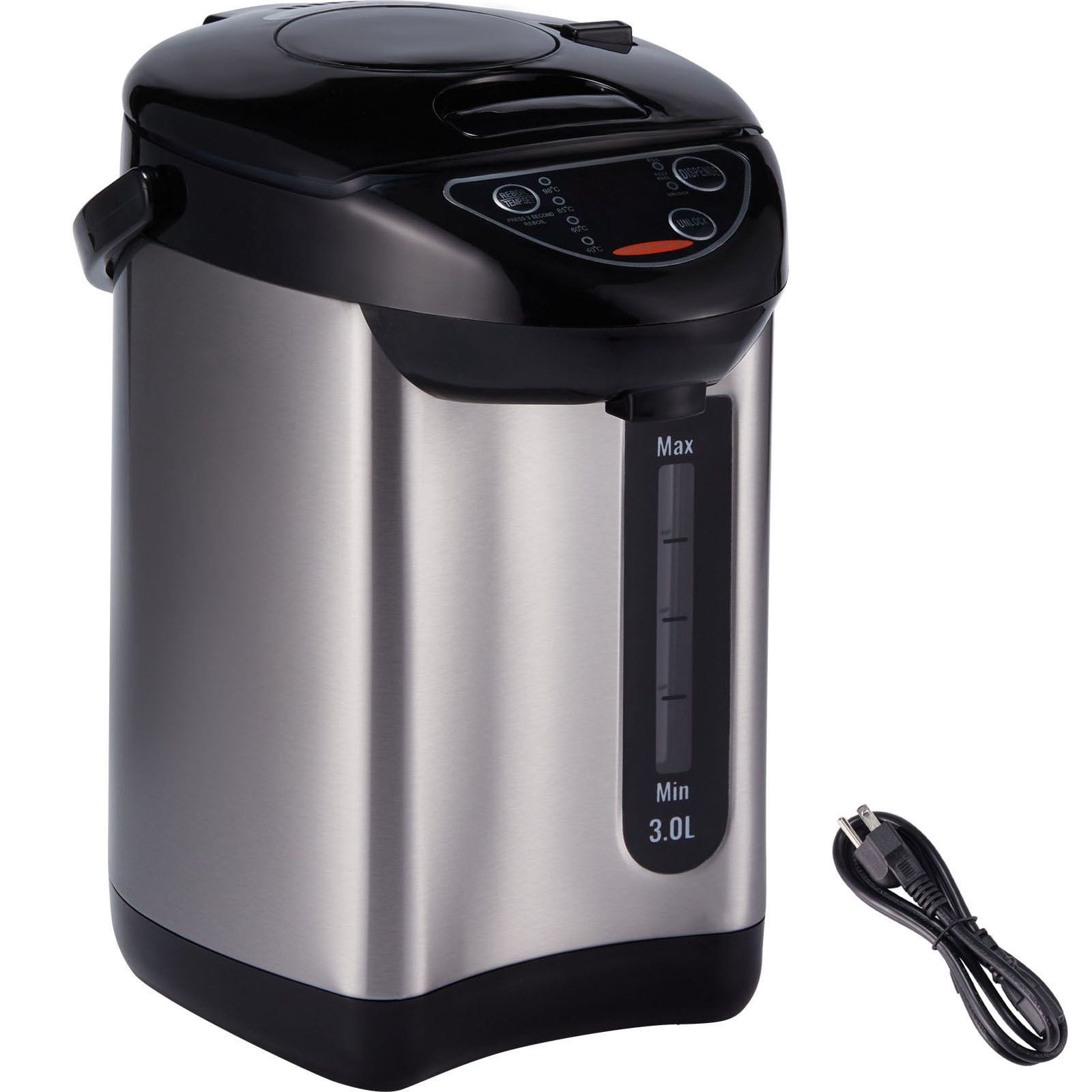 3L Hot Water Dispenser with 4 Temperature Settings, 680W Fast Heating, 304 Stainless Steel, Child Lock, 360° Base for Tea Coffee Milk