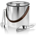 thumbnail image 1 of 3L Large Ice Bucket with Lid, Scoop, Ice Tong, Strainer & Leather Handle Keep Ice Frozen Longer Large Wine Ice Buckets for Parties,Cocktail Bar, Chilling Beer Champagne, Dark Brown Handle 3L, 1 of 16