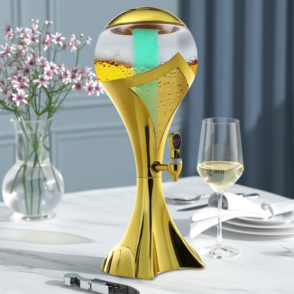 3L Sphere Assembly Wine Dispenser Clear&Gold Beverage Dispenser for Parties Bars Buffet Tables Entertainment