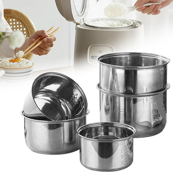 3L Stainless Steel Rice Cooker Inner Pot Replacement, Rice Inner Pot Replacement Work with Most Electric Cookers, Multi-Cooker Replacement Inner Bowl, Ideal for Boiling, Steaming, Porridge Cooking