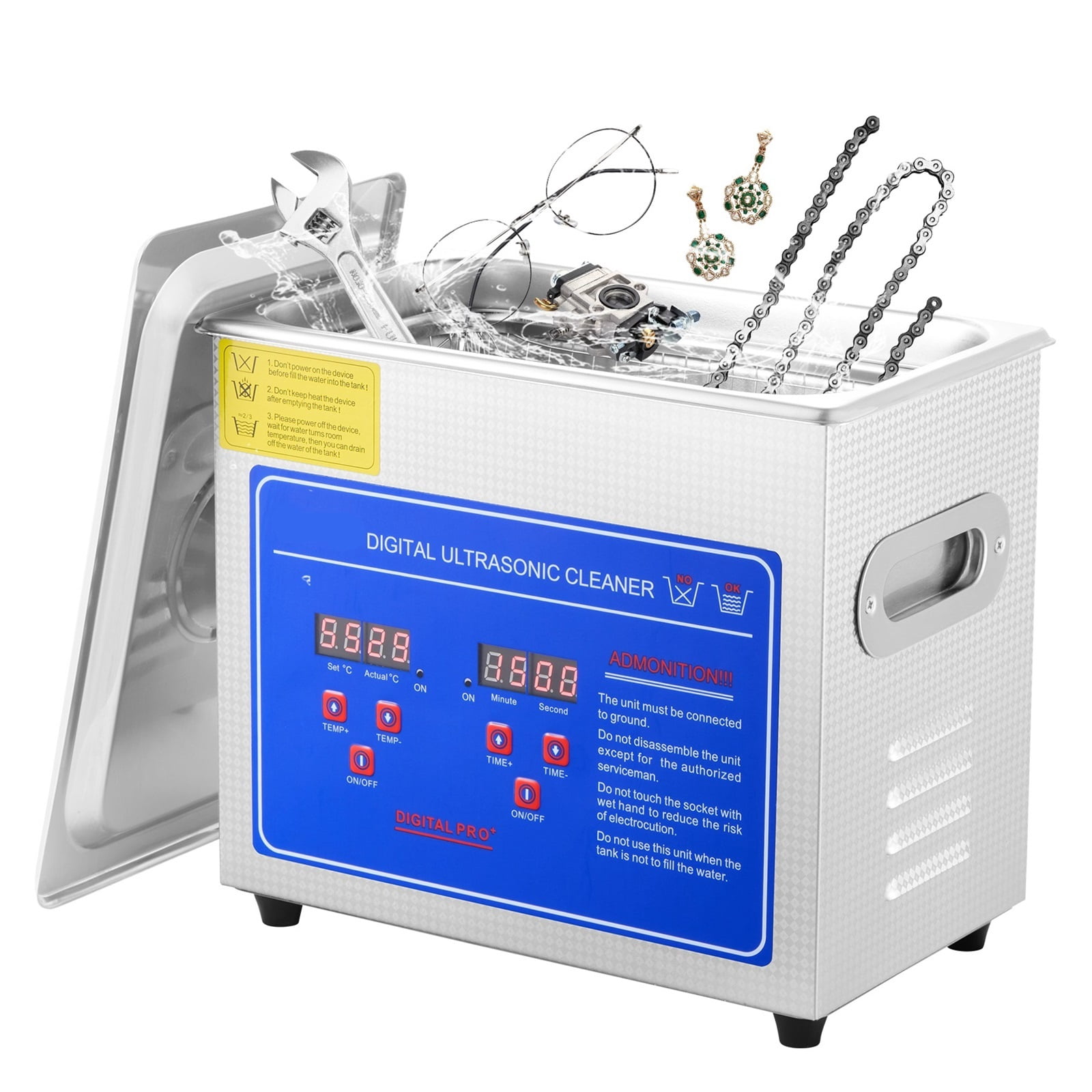 3L Ultrasonic Cleaner Machine Stainless Steel Ultrasonic Cleaning Machine Digital Heater Timer Jewelry Cleaning for Home