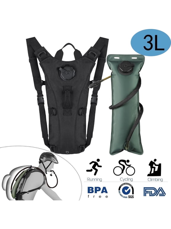 3L Water Bladder Bag Hiking Camping Hydration Backpack Outdoor