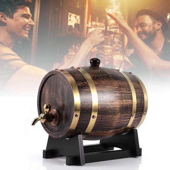3L Whiskey Wooden Oak Dispenser Wine Brandy Whisky Keg Bucket Container with Faucet for Home Brewing