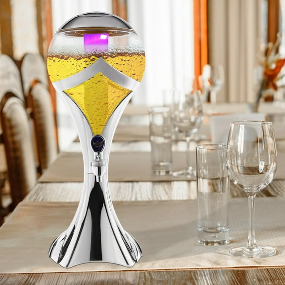 3L Wine Dispenser, Clear ABS Sphere with Built-in Ice Tube and LED Lights, 101.5oz Capacity with Faucet, Perfect for Parties and Bars