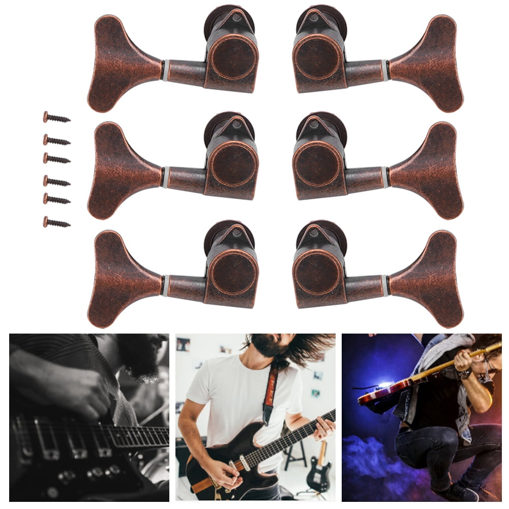 3L3R Bass Tuning Key Pegs Red Copper Enclosed Type FishtaiL Shaped String Tuners Parts